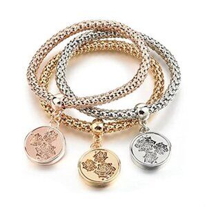 3 Piece Charm Bracelet Crystal Multilayer - Gold/Silver/Rose Gold Corn